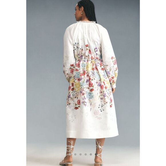 Anthropologie Let Me Be Long-Sleeve V-Neck Floral A-Line Midi Dress 3X NWT - Picture 7 of 7